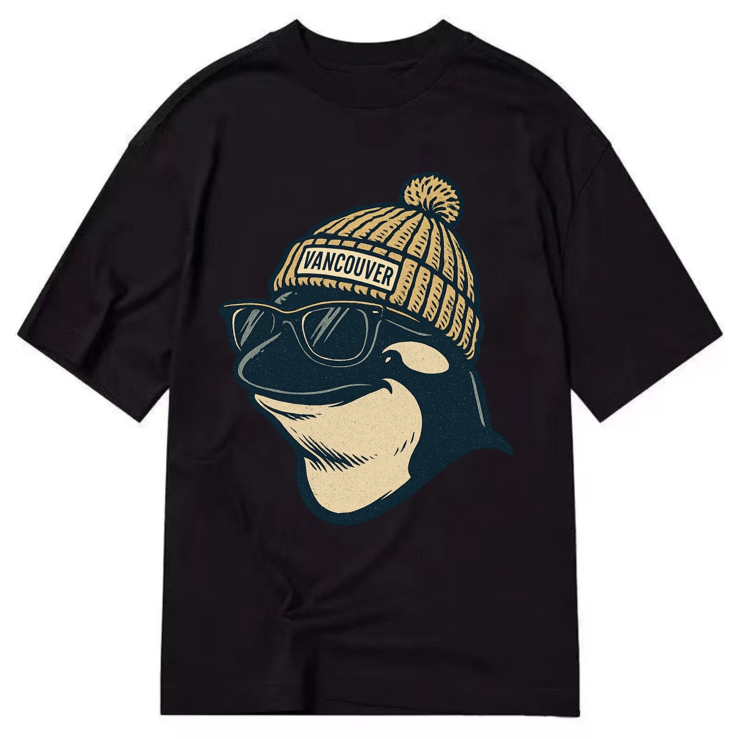 Vancouver Orca wearing Vancouver beanie - Classic T-shirt - Black