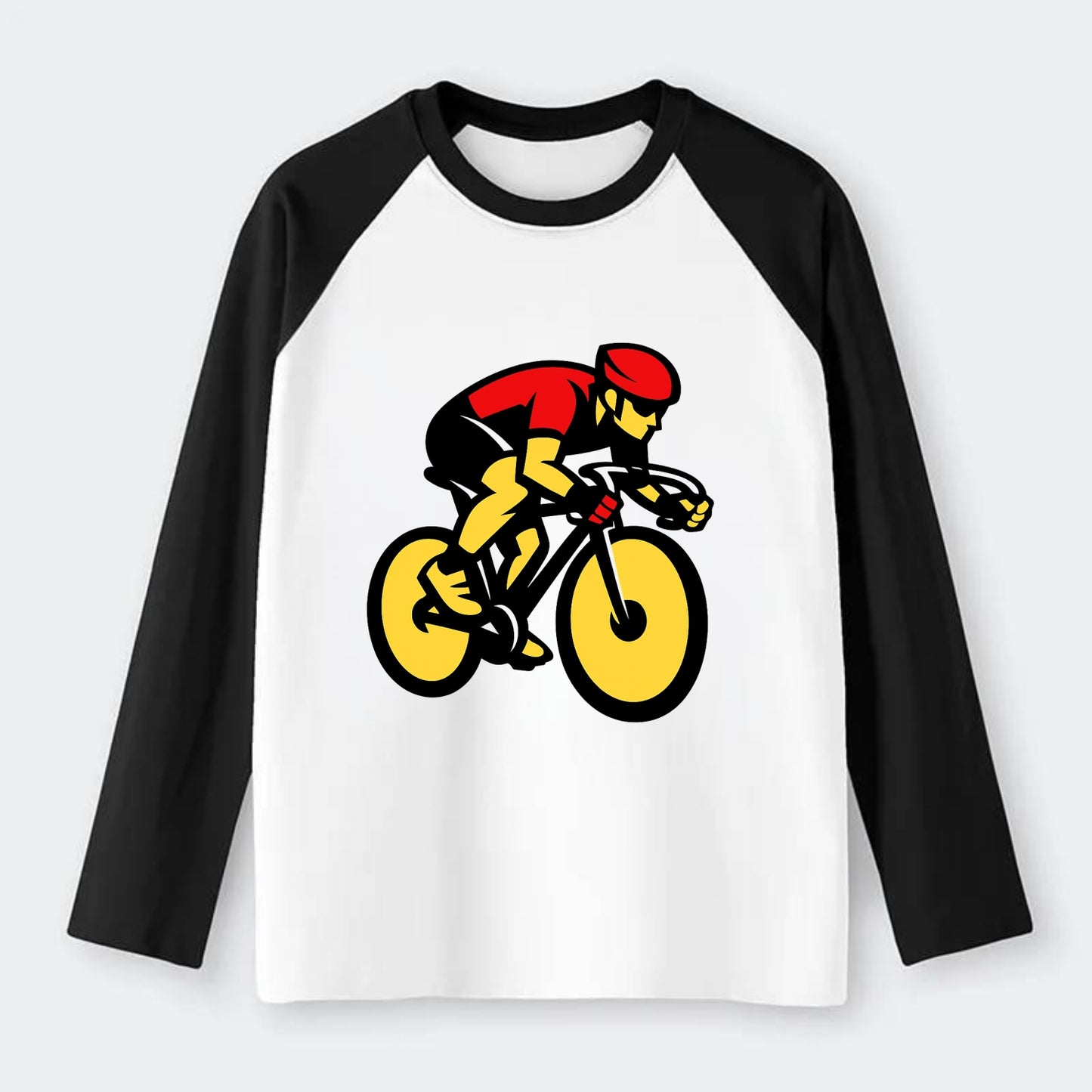 Speed Demon Cyclist - Raglan Long Sleeve T-Shirt - Black