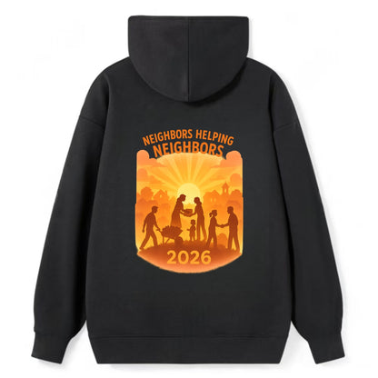 Local communities thriving with shared resources - "Neighbors Helping - Classic Pullover Hoodie - Black