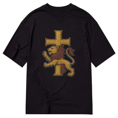 Lion and Cross  - Classic T-shirt - Black