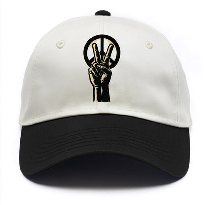 Peace sign hand gesture - anti-war movement ink brushstrokes - Two Tone Cap - Black