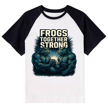 Frogs Together Strong 4 - Contrast Raglan T-shirt - Black