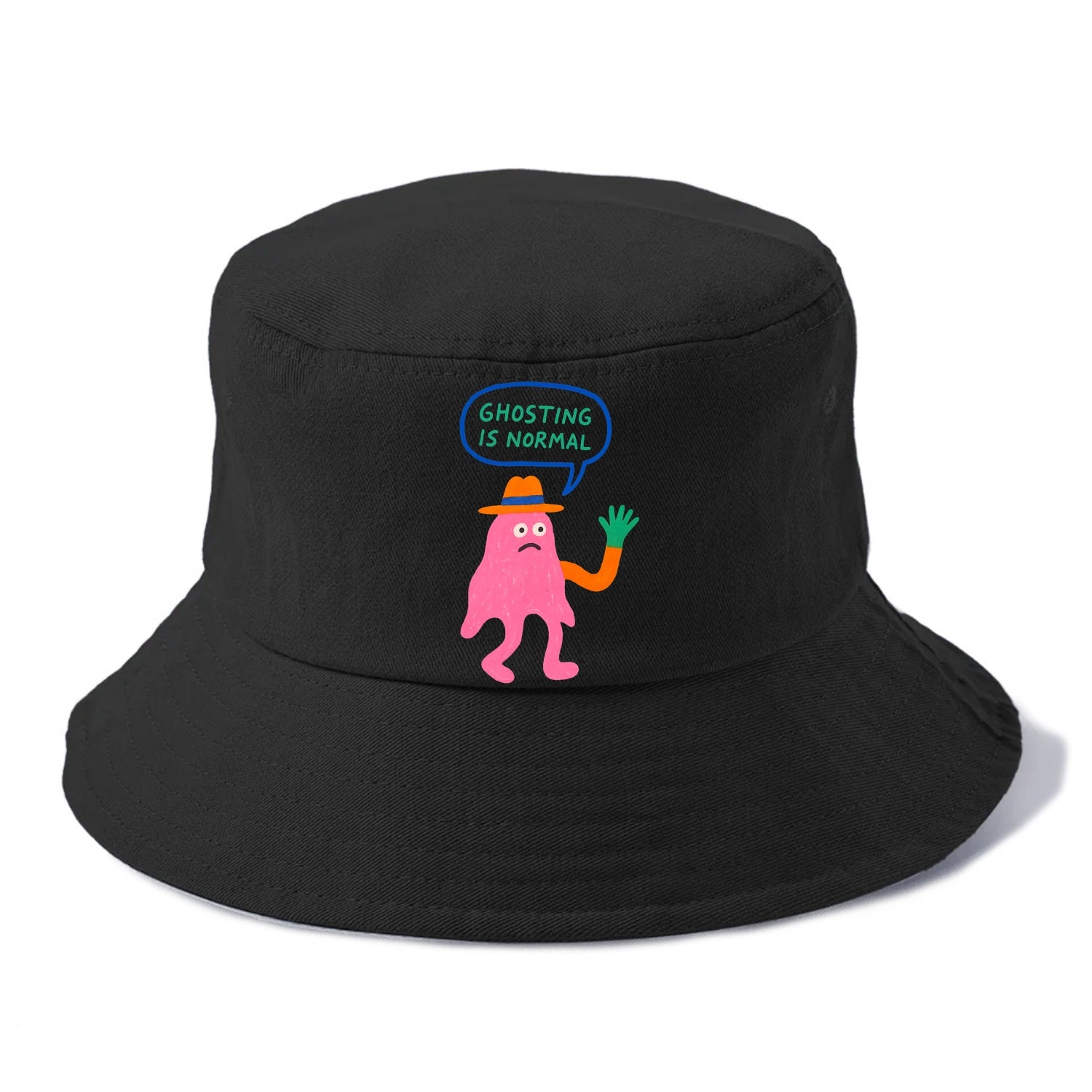 GHOSTING IS NORMAL | Transparent ghost texting - Bucket Hat - Black