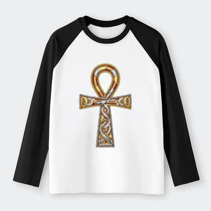 Ankh of Life - Raglan Long Sleeve T-Shirt - Black