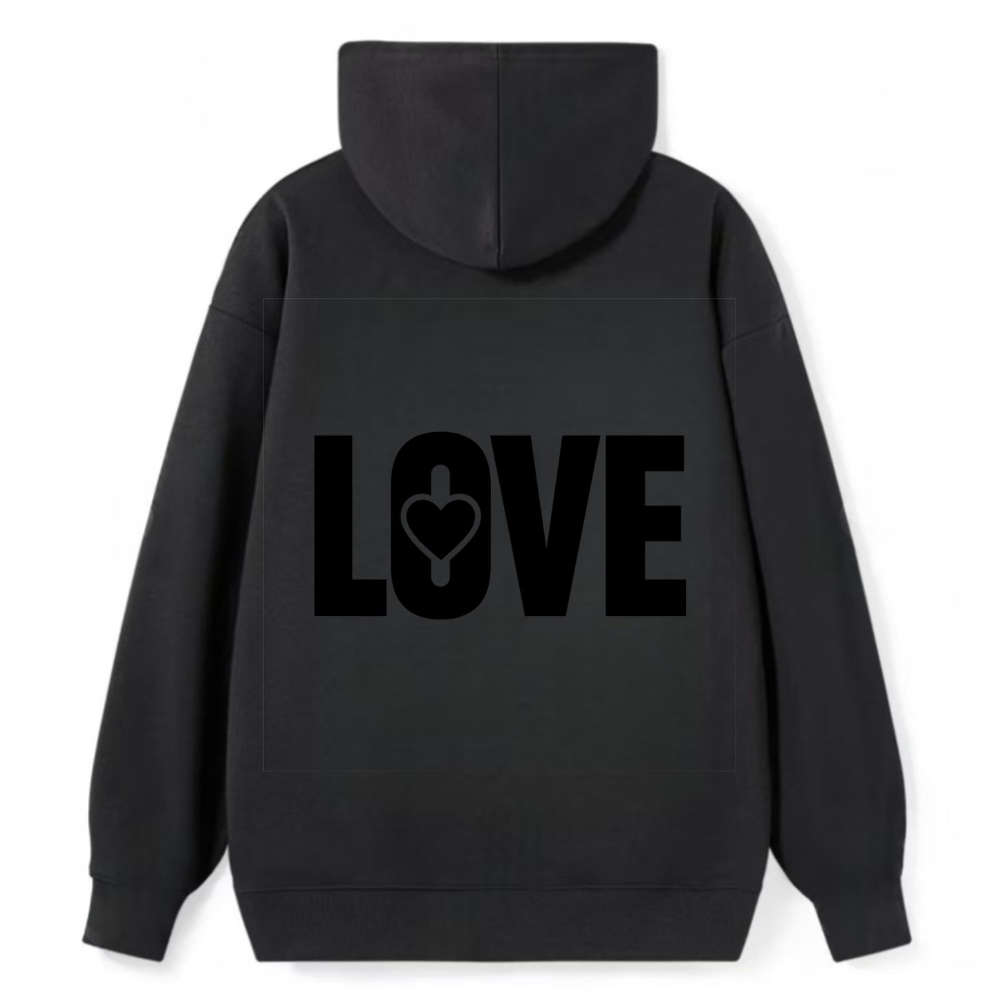 Bold typography design - "LOVE" - universal connection, heart centered - Classic Pullover Hoodie - Black
