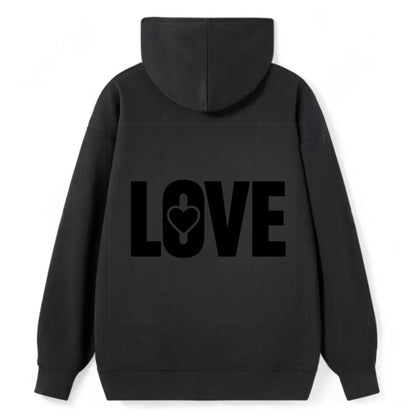 Bold typography design - "LOVE" - universal connection, heart centered - Classic Pullover Hoodie - Black