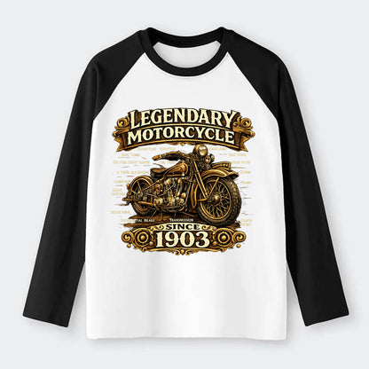Legendary Motorcycle 1903 - Raglan Long Sleeve T-Shirt - Black