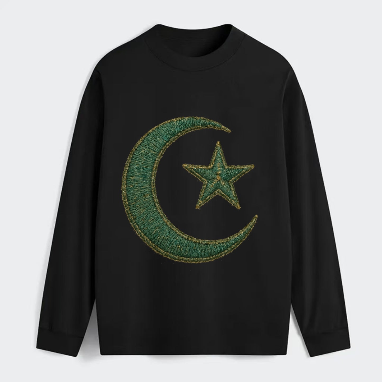 Crescent Moon and Star - Classic Long Sleeve Shirt - Black