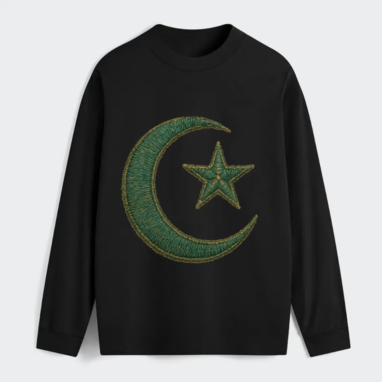 Crescent Moon and Star - Classic Long Sleeve Shirt - Black