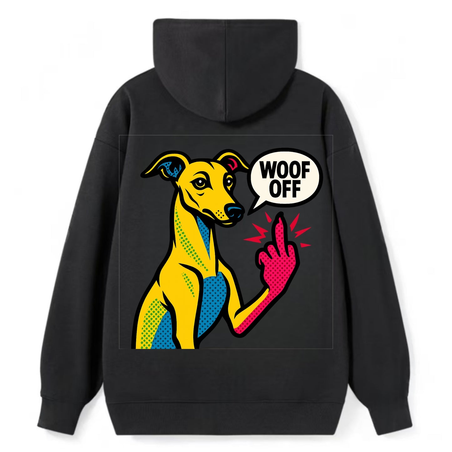 Whippet sleek athletic greyhound-like, elegant long paw giving sass - Classic Pullover Hoodie - Black
