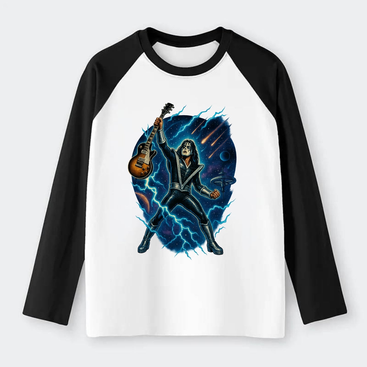 Ace Frehley Cosmic Solo - Raglan Long Sleeve T-Shirt - Black