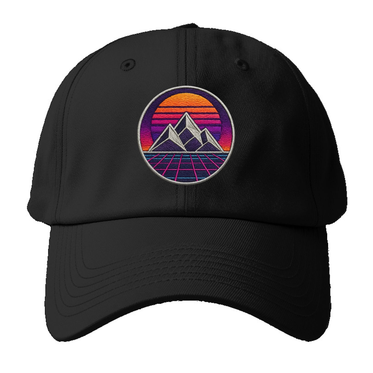 Retrowave Mountains - Baseball Cap - Black