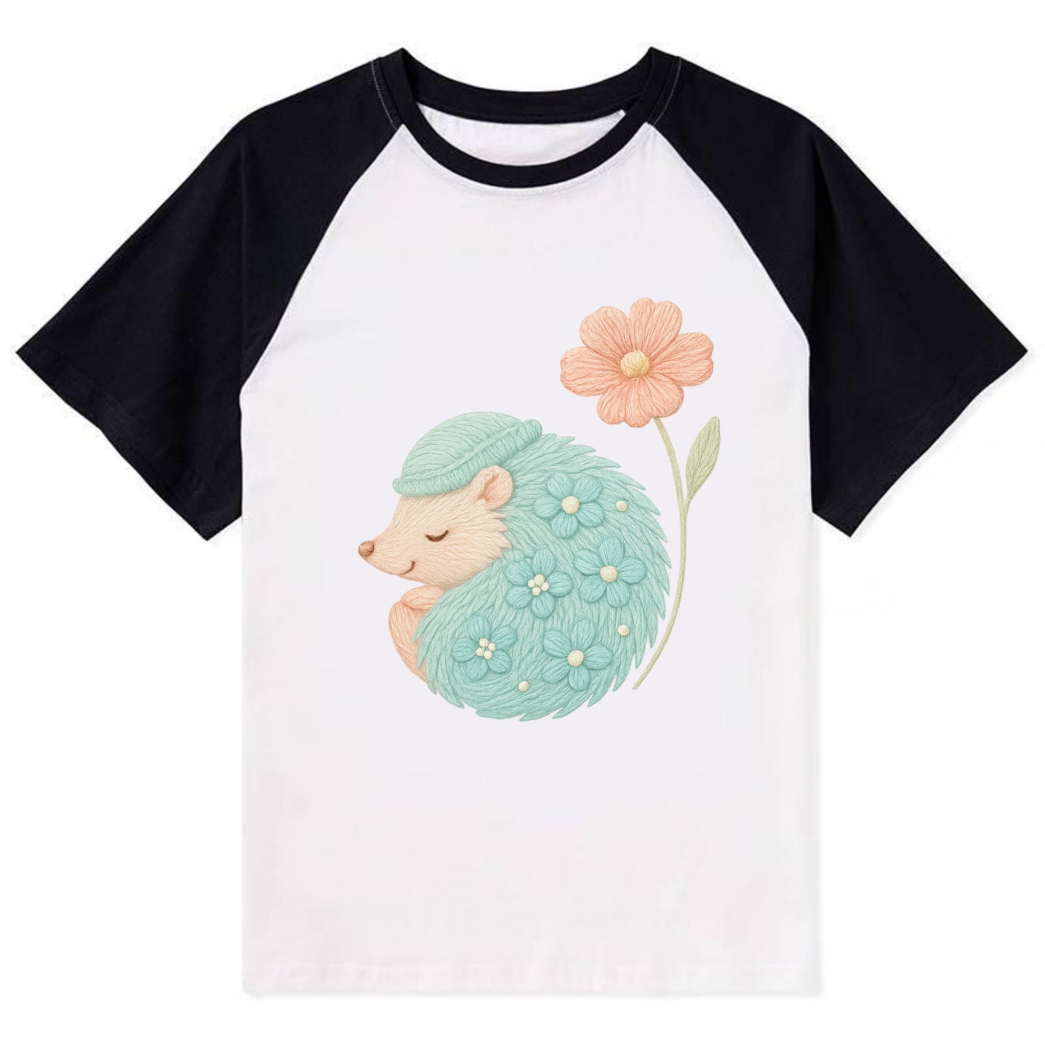 Aqua Hedgehog - Contrast Raglan T-shirt - Black