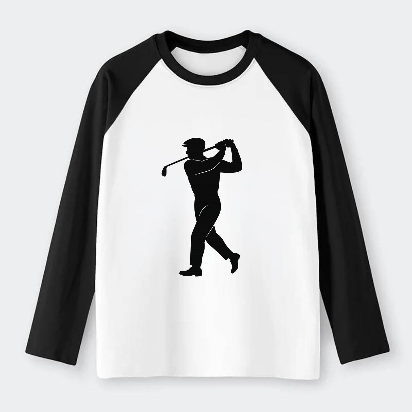 Golfer perfect swing follow-through - Raglan Long Sleeve T-Shirt - Black