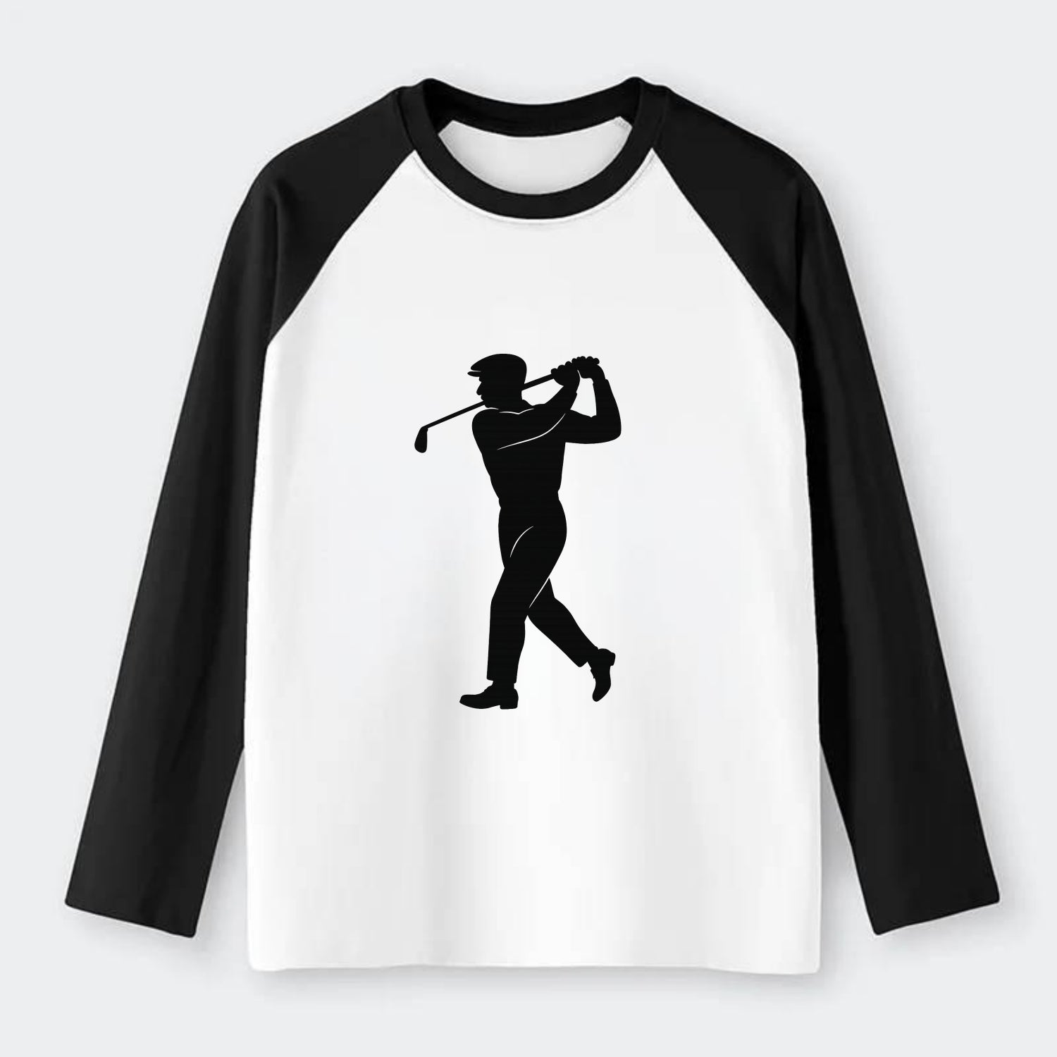 Golfer perfect swing follow-through - Raglan Long Sleeve T-Shirt - Black
