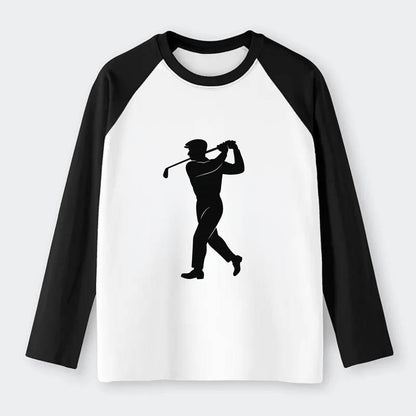 Golfer perfect swing follow-through - Raglan Long Sleeve T-Shirt - Black