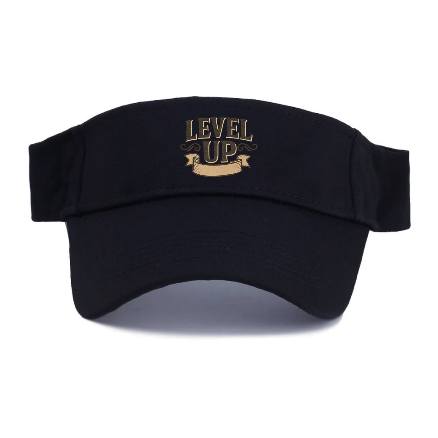 Bold typography design - "LEVEL UP" - improving, advancing, growing - Visor - Black