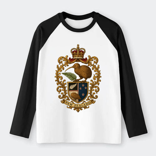 New Zealand Kiwi Emblem - Raglan Long Sleeve T-Shirt