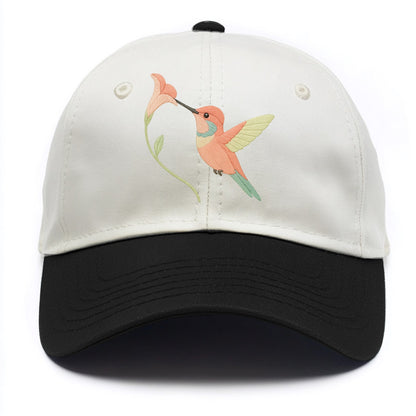 Coral Hummingbird - Two Tone Cap - Black