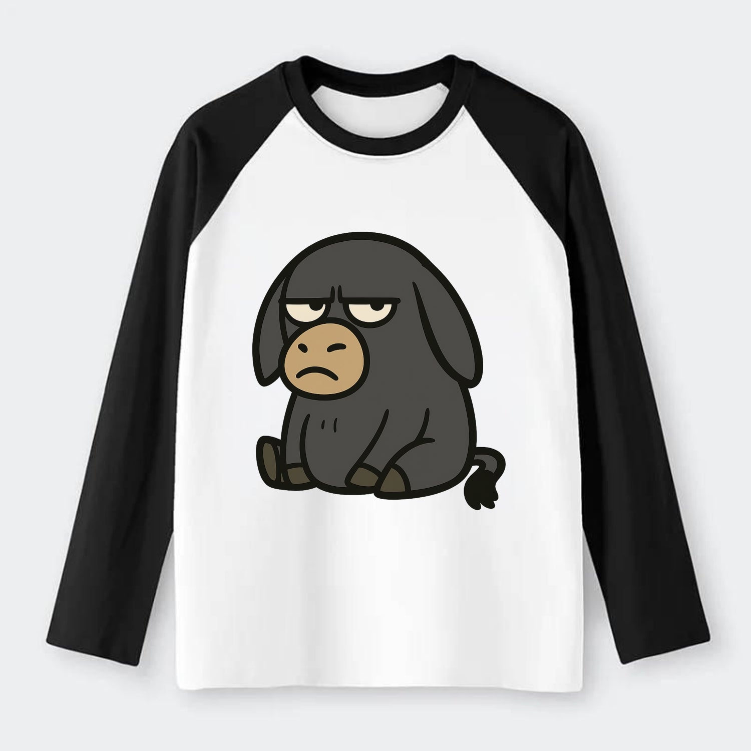 The Donky Judging Silently - Raglan Long Sleeve T-Shirt - Black