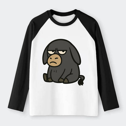 The Donky Judging Silently - Raglan Long Sleeve T-Shirt - Black