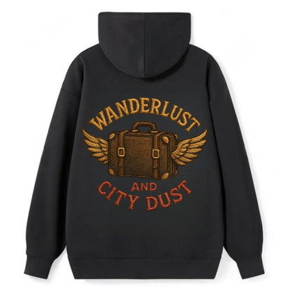 Wanderlust And City Dust  - Classic Pullover Hoodie - Black