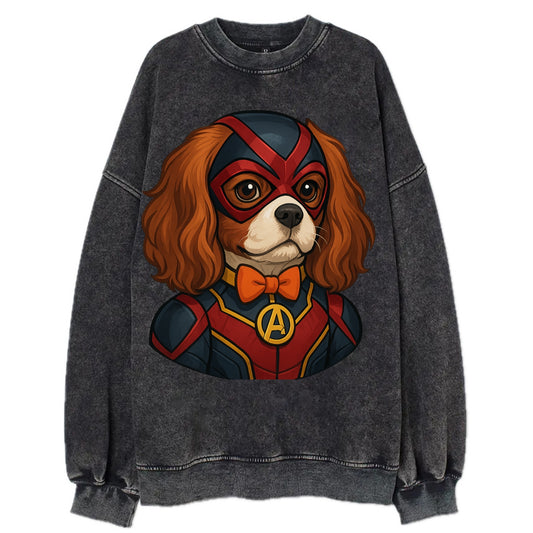 Cavalier King Charles Friendly Hero  - V Vintage Sweatshirt - Black