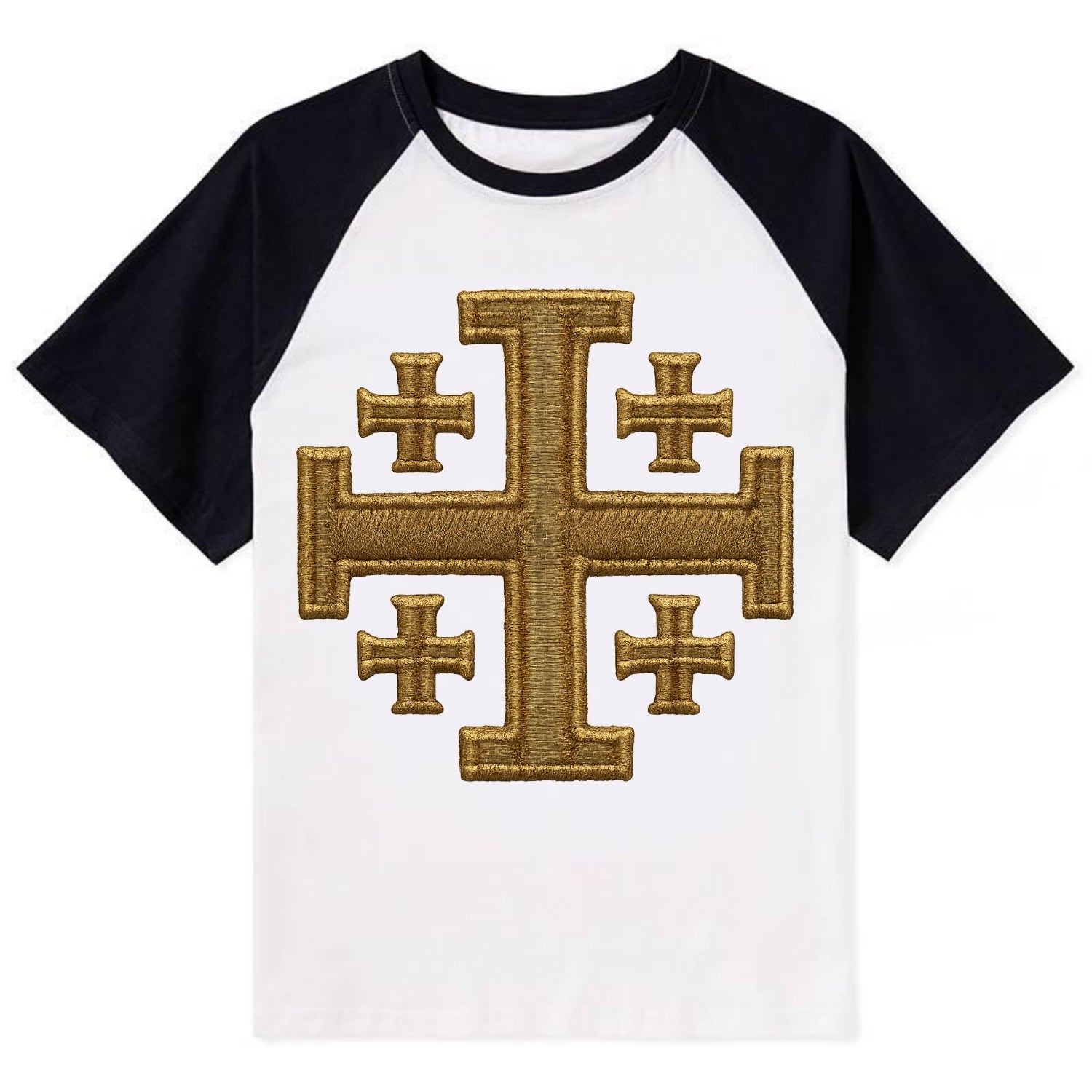 Jerusalem Cross  - Contrast Raglan T-shirt - Black