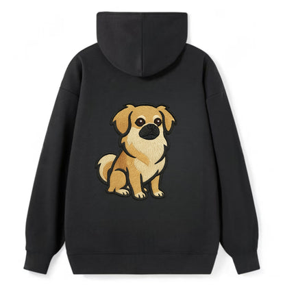 Tibetan Spaniel - Fawn small dog embroidered design - Classic Pullover Hoodie - Black