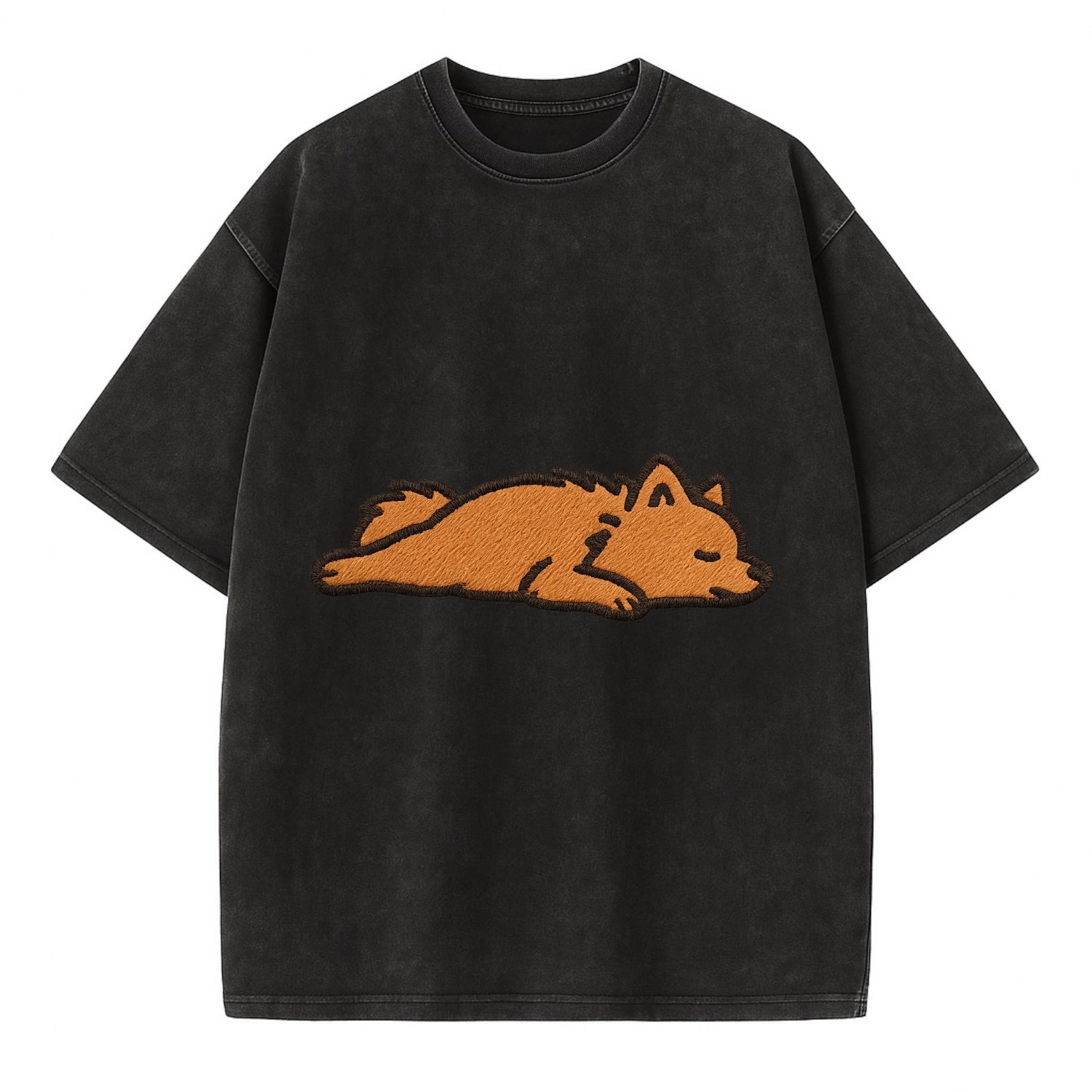 Pomeranian - Orange fluffy fully relaxed Vintage T-shirt - Black