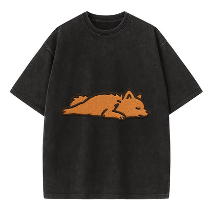 Pomeranian - Orange fluffy fully relaxed Vintage T-shirt - Black