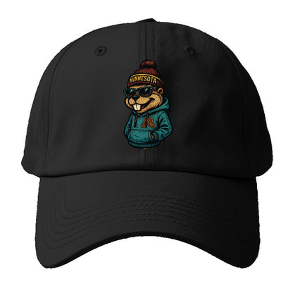 Minneapolis Gopher wearing Minnesota beanie with M patch - Baseball Cap - Black