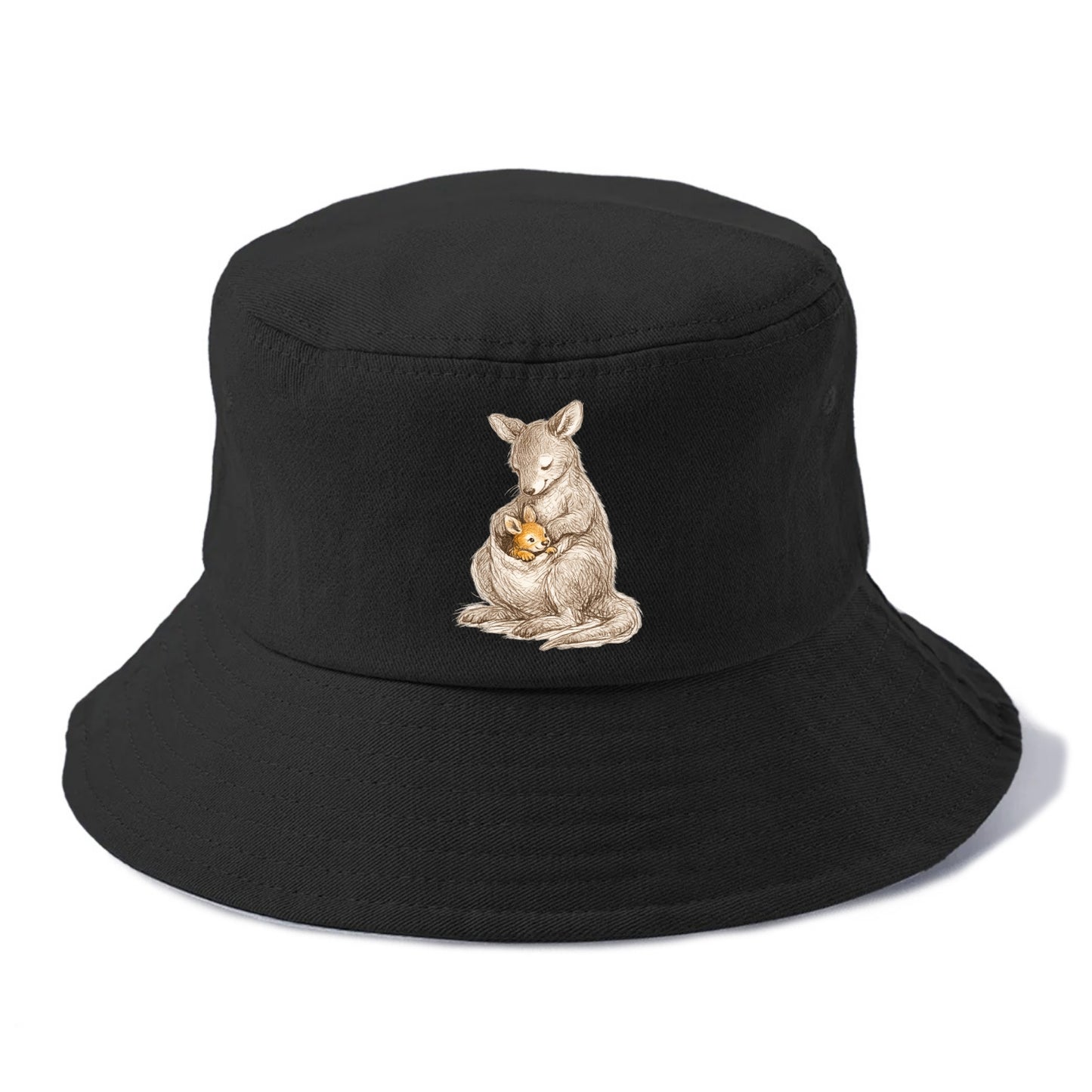MOTHER'S POUCH | Kangaroo maternal embrace | Joey safe inside | Protective love | - Bucket Hat - Black