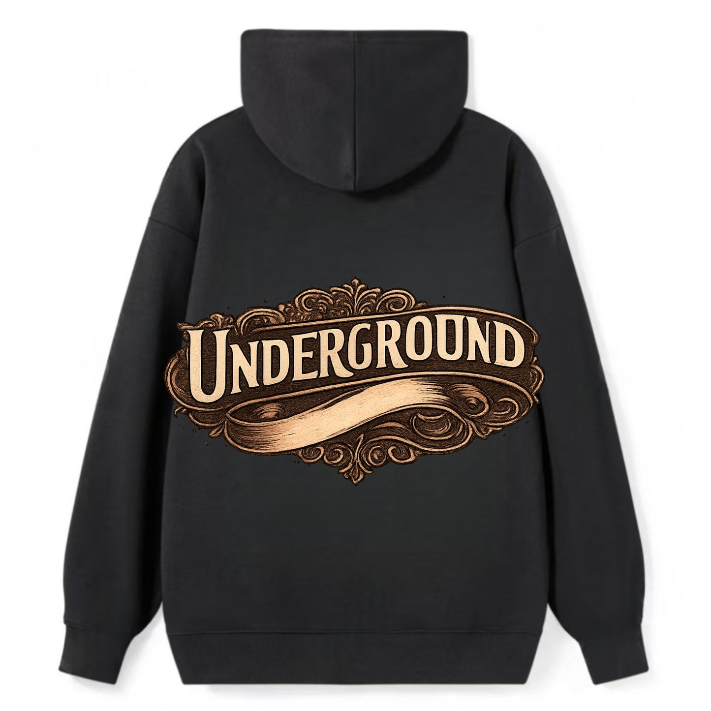Bold typography design - "UNDERGROUND" - hidden scene, alternative - Classic Pullover Hoodie - Black