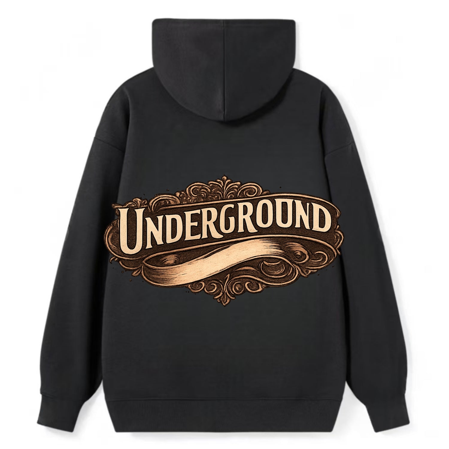 Bold typography design - "UNDERGROUND" - hidden scene, alternative - Classic Pullover Hoodie - Black