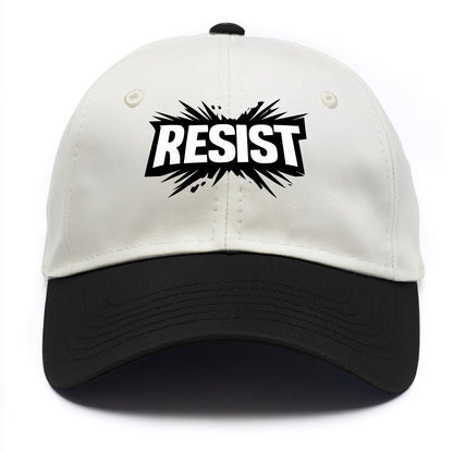 Bold typography design - "RESIST" - fighting back, standing against - Two Tone Cap - Black