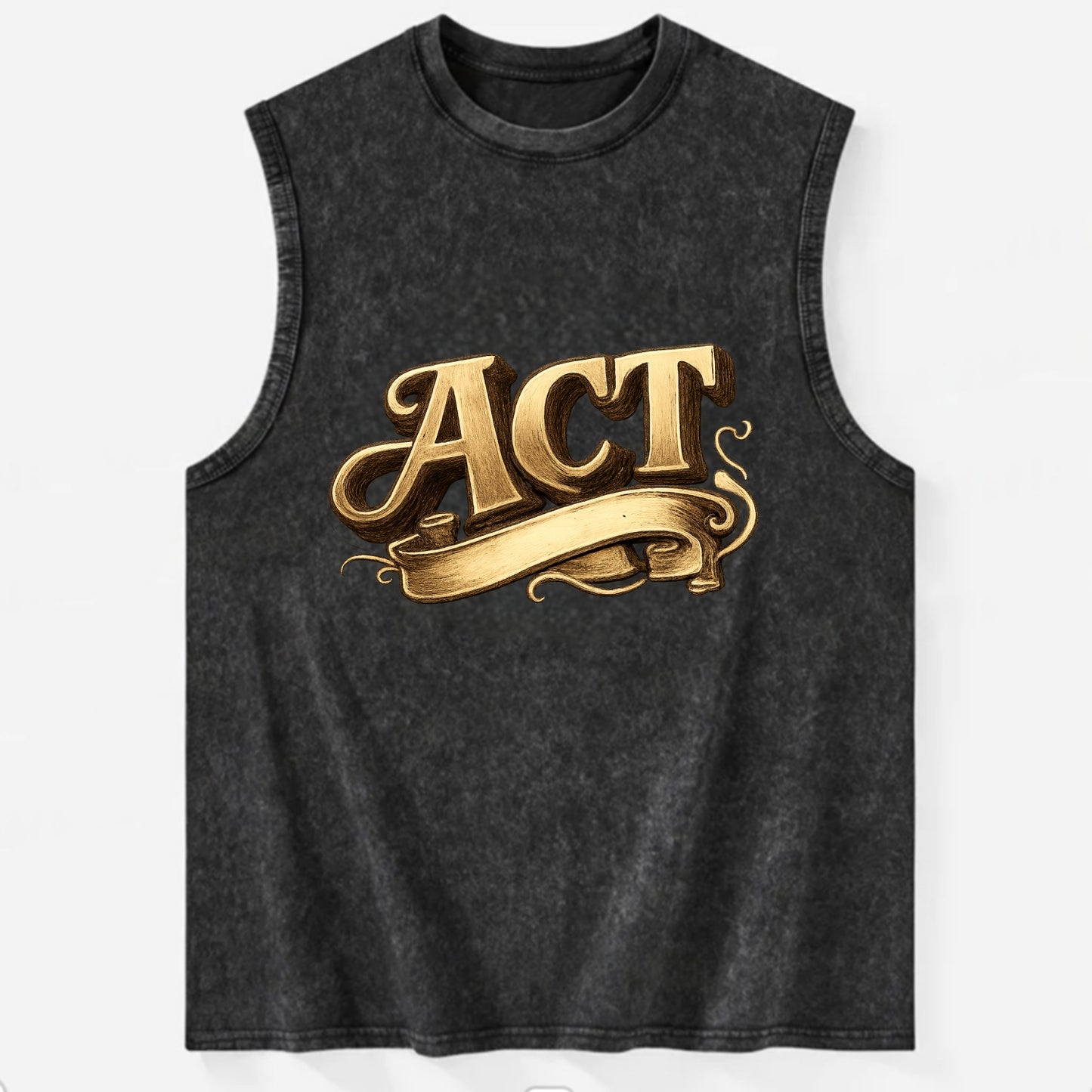Bold typography design - "ACT" - take action, do something - Vintage Washed Tank - Black