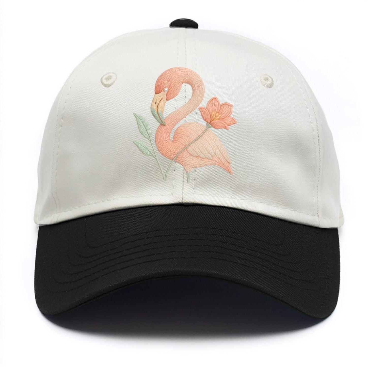 Peach Flamingo - Two Tone Cap - Black