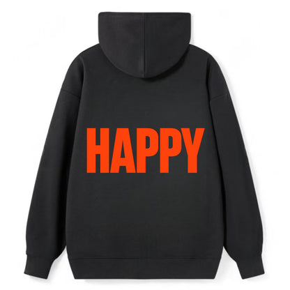 Bold typography design - "HAPPY" - joyful, content, pleased - Classic Pullover Hoodie - Black