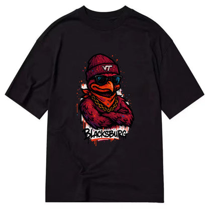 Blacksburg HokieBird wearing Virginia Tech beanie with VT patch - Classic T-shirt - Black