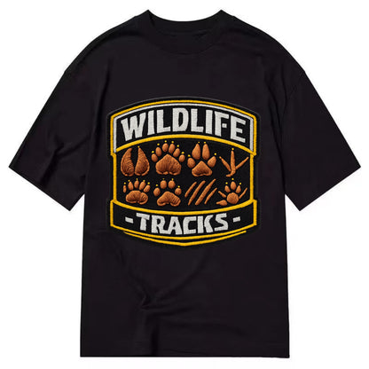 WILDLIFE TRACKS - animal footprints in brown , tracker - Classic T-shirt - Black