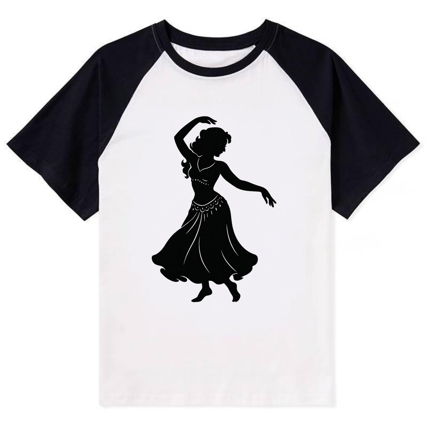 Belly dancer graceful gesture - Contrast Raglan T-shirt - Black