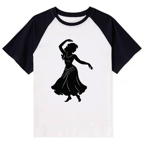 Belly dancer graceful gesture - Contrast Raglan T-shirt