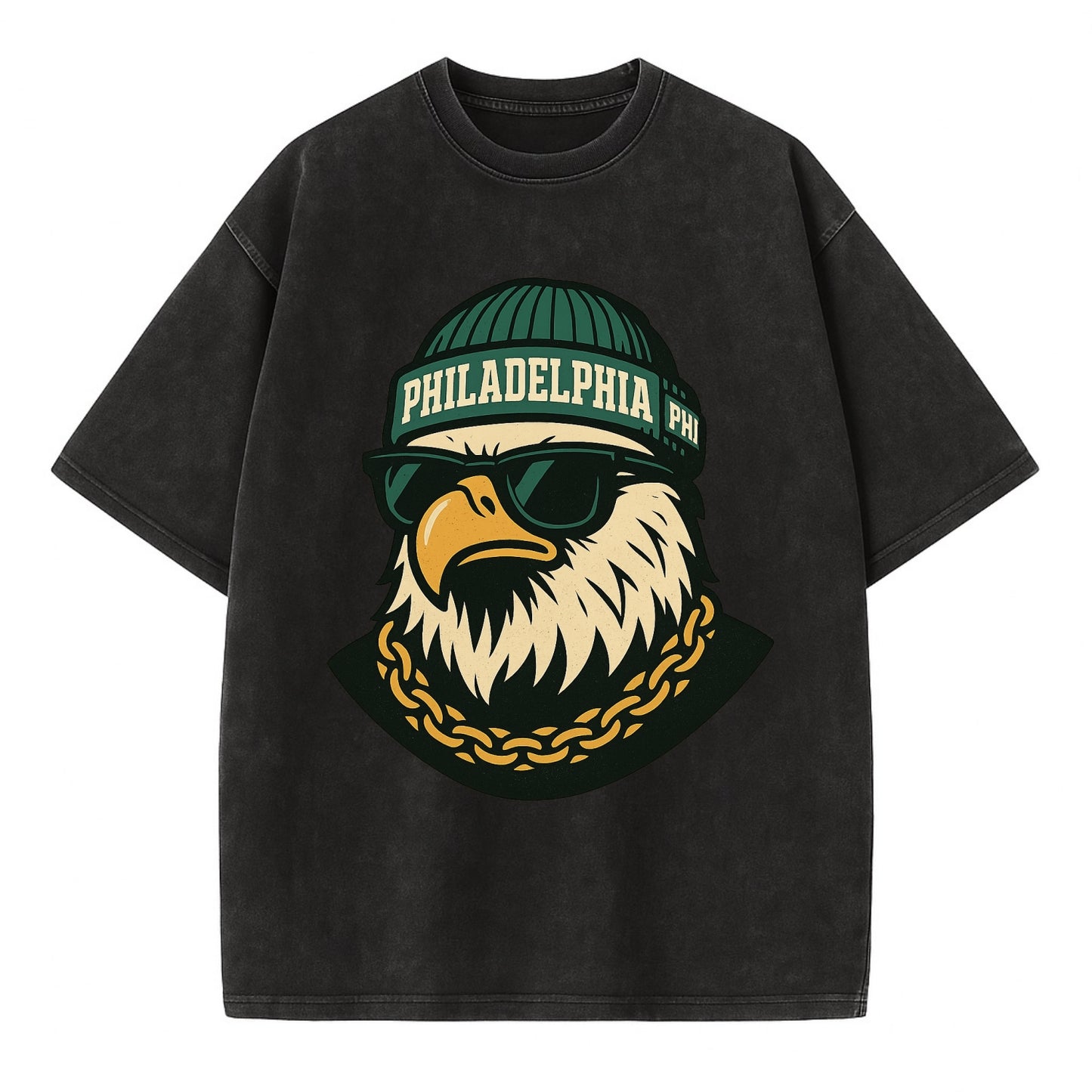 "eagle" "philadelphia" "phi" "green" "us East" - Vintage T-shirt - Black