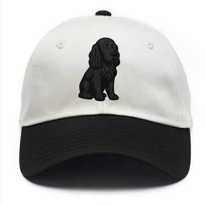 Field Spaniel - Black silky coat embroidered pose - Two Tone Cap - Black