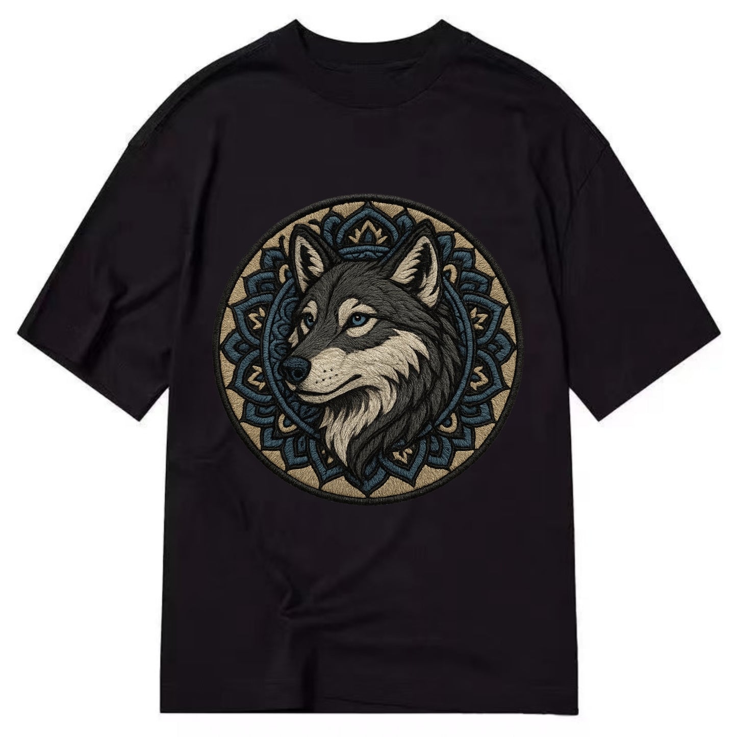 Mandala Wolf Pattern  - Classic T-shirt - Black