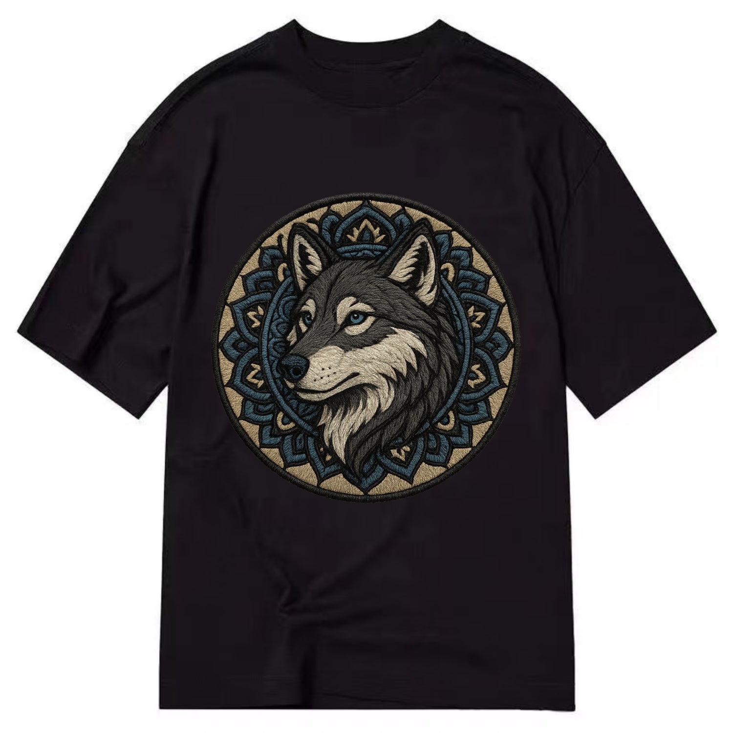 Mandala Wolf Pattern  - Classic T-shirt - Black