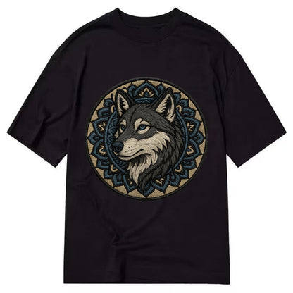 Mandala Wolf Pattern  - Classic T-shirt - Black