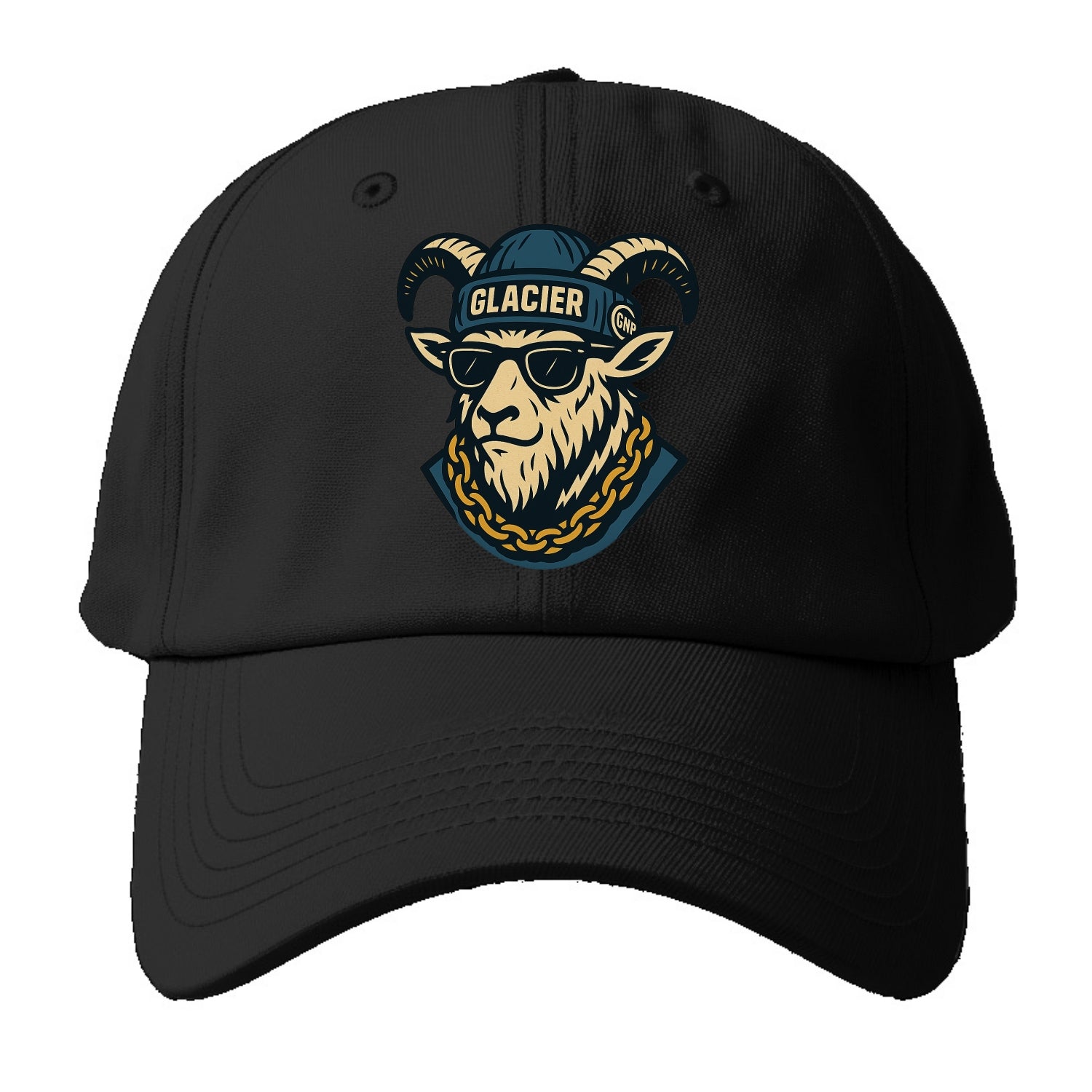 Glacier Mountain Goat - Baseball Cap For Big Heads - Black