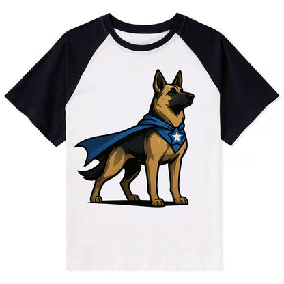 German Shepherd Patriotic Hero  - Contra Contrast Raglan T-shirt - Black